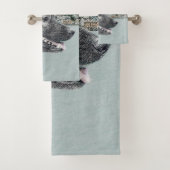 ノルウェーエルクハウンド絵画アットビレッジズドッグアート バスタオルセット (インサイチュ)