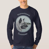 ノルウェーエルクハウンド絵画アットビレッジズドッグアート Tシャツ (正面)