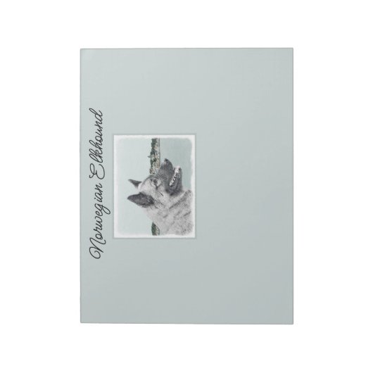 ノルウェーエルクハウンド絵画アットビレッジズドッグアートN ノートパッド (回転)