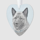 ノルウェーエルクハウンド絵画ズ – オリジナルドッグアート オーナメント (正面)
