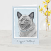 ノルウェーエルクハウンド絵画ズ – オリジナルドッグアート カード (黄色い花)