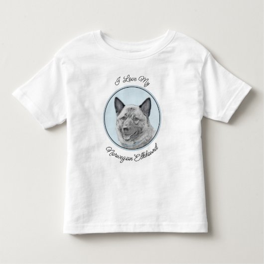 ノルウェーエルクハウンド絵画ズ – オリジナルドッグアート トドラーTシャツ (正面)