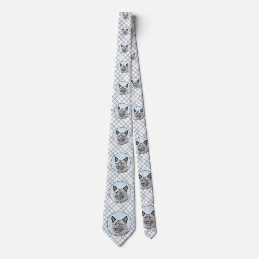 ノルウェーエルクハウンド絵画ズ – オリジナルドッグアート ネクタイ (正面)