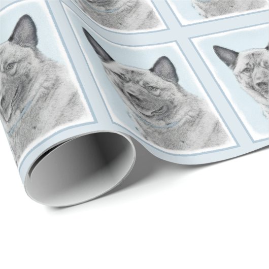 ノルウェーエルクハウンド絵画ズ – オリジナルドッグアート ラッピングペーパー (ロールコーナー)