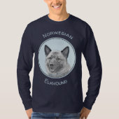 ノルウェーエルクハウンド絵画ズ – オリジナルドッグアート Tシャツ (正面)