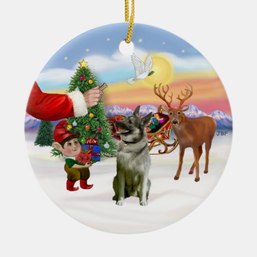 ノルウェーエルクハウンド セラミックオーナメント (正面)