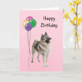 ノルウェーエルクハウンド,誕生日気球 カード (黄色い花)