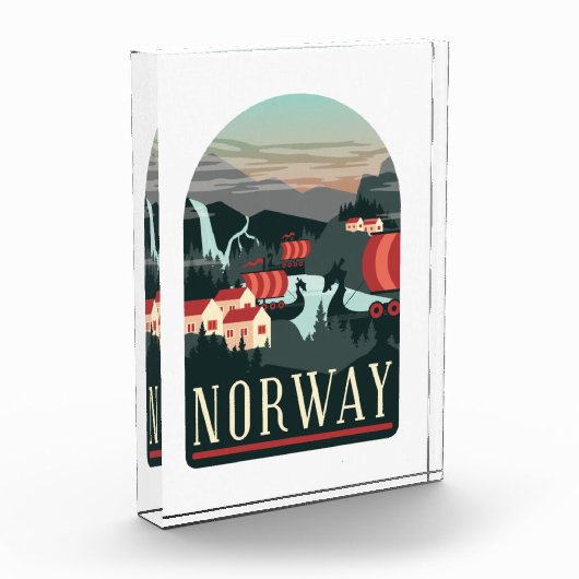 ノルウェーエレガントランドスケープヴィンテージ旅行 フォトブロック (左)