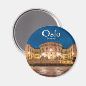 ノルウェーオスロ建物アットナイト マグネット (正面/裏面)