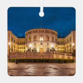 ノルウェーオスロ建物アットナイト メタルオーナメント (裏面)