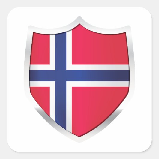 ノルウェーシルバーシールド国旗 スクエアシール (正面)