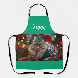ノルウェージャンフォレストキャットのクリスマスパーソナル エプロン