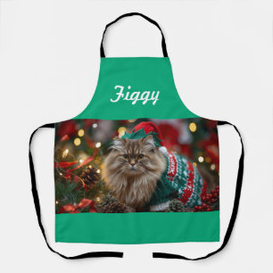 ノルウェージャンフォレストキャットのクリスマスパーソナル エプロン