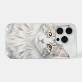 ノルウェージャンフォレストキャットの水彩画肖像画 iPhoneケース (裏面横)