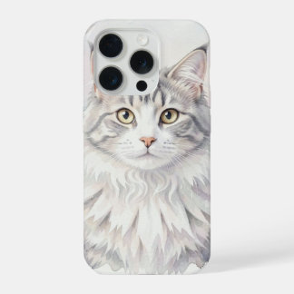 ノルウェージャンフォレストキャットの水彩画肖像画 iPhone 15 PROケース