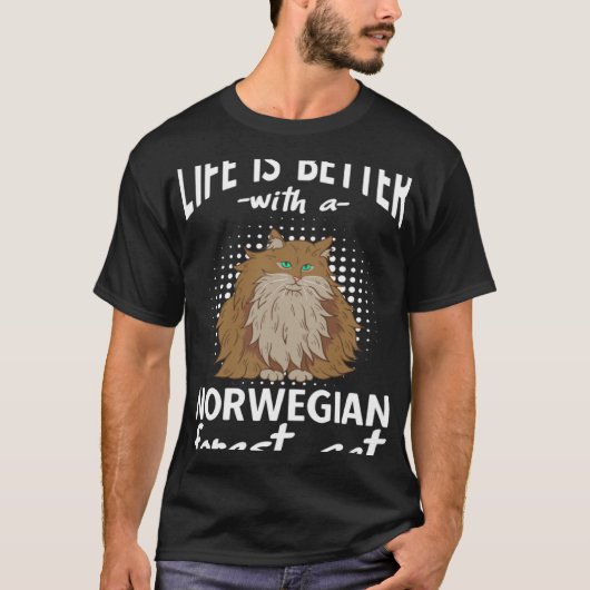 ノルウェージャンフォレストキャット付き Tシャツ (正面)