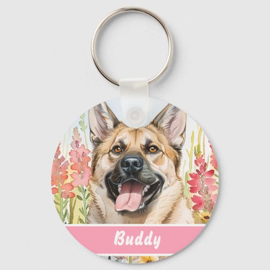 ノルウェージャン・エルクハウンドの犬タグ - カスタム情報 キーホルダー (正面)
