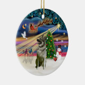 ノルウェージャン・エルクハウンド Xmas Magic セラミックオーナメント (右)