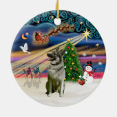 ノルウェージャン・エルクハウンド Xmas Magic セラミックオーナメント (裏面)