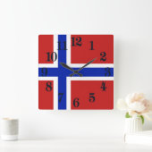 ノルウェースカンジナビア国旗 スクエア壁時計 (ホーム)
