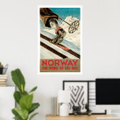 ノルウェースキースポーツヴィンテージ旅行 ポスター (ホームオフィス)