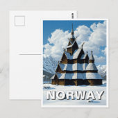 ノルウェースターヴチャーチ冬の旅行 ポストカード (正面/裏面)