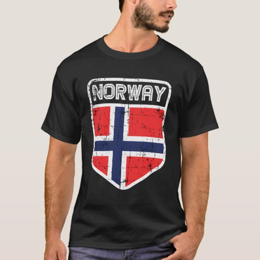 ノルウェースポーツジャージースタイルノルウェー国旗の男性ホーム Tシャツ (正面)