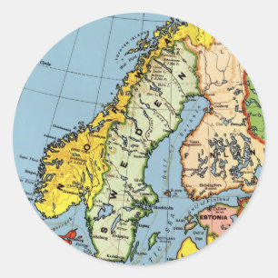 ノルウェーデンデンマークの地図デザイン ラウンドシール