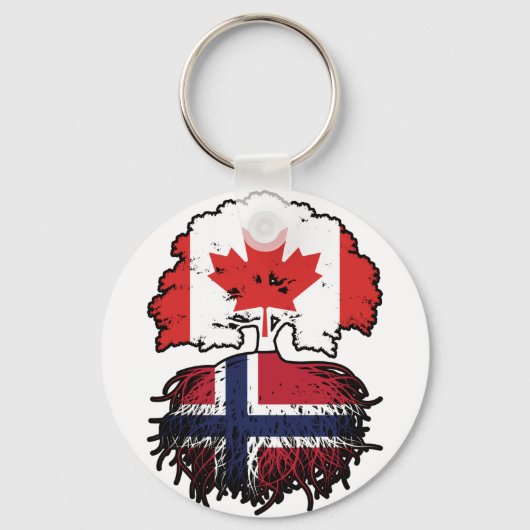 ノルウェーノルウェーカナダの木のルーツ国旗 キーホルダー (正面)