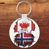 ノルウェーノルウェーカナダの木のルーツ国旗 キーホルダー (正面)