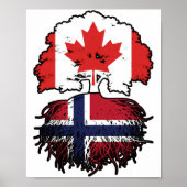 ノルウェーノルウェーカナダの木のルーツ国旗 ポスター (正面)