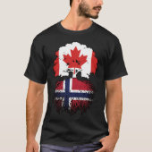 ノルウェーノルウェーカナダの木のルーツ国旗 Tシャツ (正面)