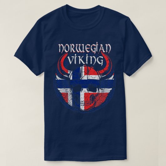 ノルウェーバイキングスカル Tシャツ (デザイン正面)