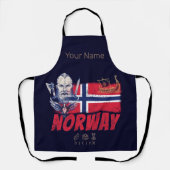 ノルウェーバイキングヴィンテージ国旗と船舶のお土産 エプロン (正面)