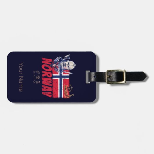 ノルウェーバイキングヴィンテージ国旗と船舶のお土産 ラゲッジタグ (正面横)