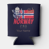ノルウェーバイキングヴィンテージ国旗と船舶のお土産 缶クーラー (正面)