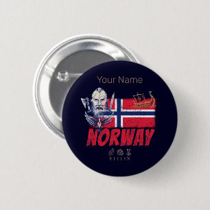 ノルウェーバイキングヴィンテージ国旗と船舶のお土産 缶バッジ