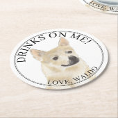 ノルウェーパーソナライズされたのブウンド結婚ドッグ ラウンドペーパーコースター (アングル)