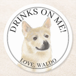 ノルウェーパーソナライズされたのブウンド結婚ドッグ ラウンドペーパーコースター