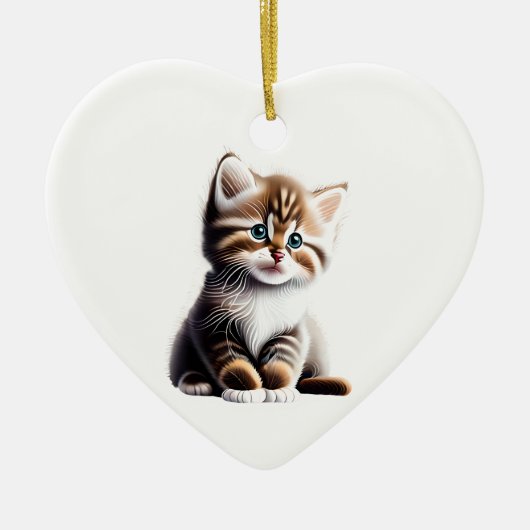 ノルウェーパーソナライズされたの森の子猫 セラミックオーナメント (正面)