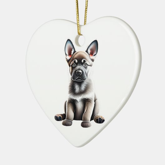 ノルウェーパーソナライズされたエルクハウンドパピー セラミックオーナメント (左)