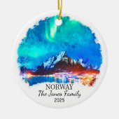 ノルウェーパーソナライズされたオーナメント，ノルウェーのギフト セラミックオーナメント (正面)