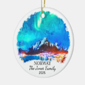 ノルウェーパーソナライズされたオーナメント，ノルウェーのギフト セラミックオーナメント (左)