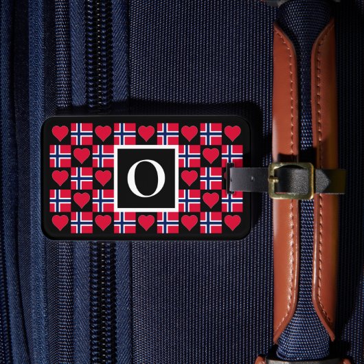 ノルウェーパーソナライズされた国旗のノルウェカスタムー文字 ラゲッジタグ (正面インサイチュ4)