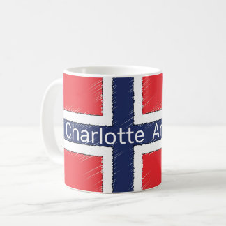 ノルウェーパーソナライズされた国旗 コーヒーマグカップ