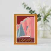 ノルウェーフィヨルドヴィンテージスタイル旅行 ポストカード (スタンド正面)