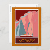 ノルウェーフィヨルドヴィンテージスタイル旅行 ポストカード (正面/裏面)