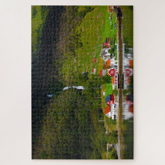 ノルウェーフィヨルド滝スカンジナビア。 ジグソーパズル (縦)