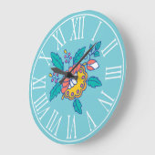 ノルウェーフォークの花 ラージ壁時計 (傾斜)