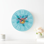 ノルウェーフォークの花 ラージ壁時計 (ホーム)